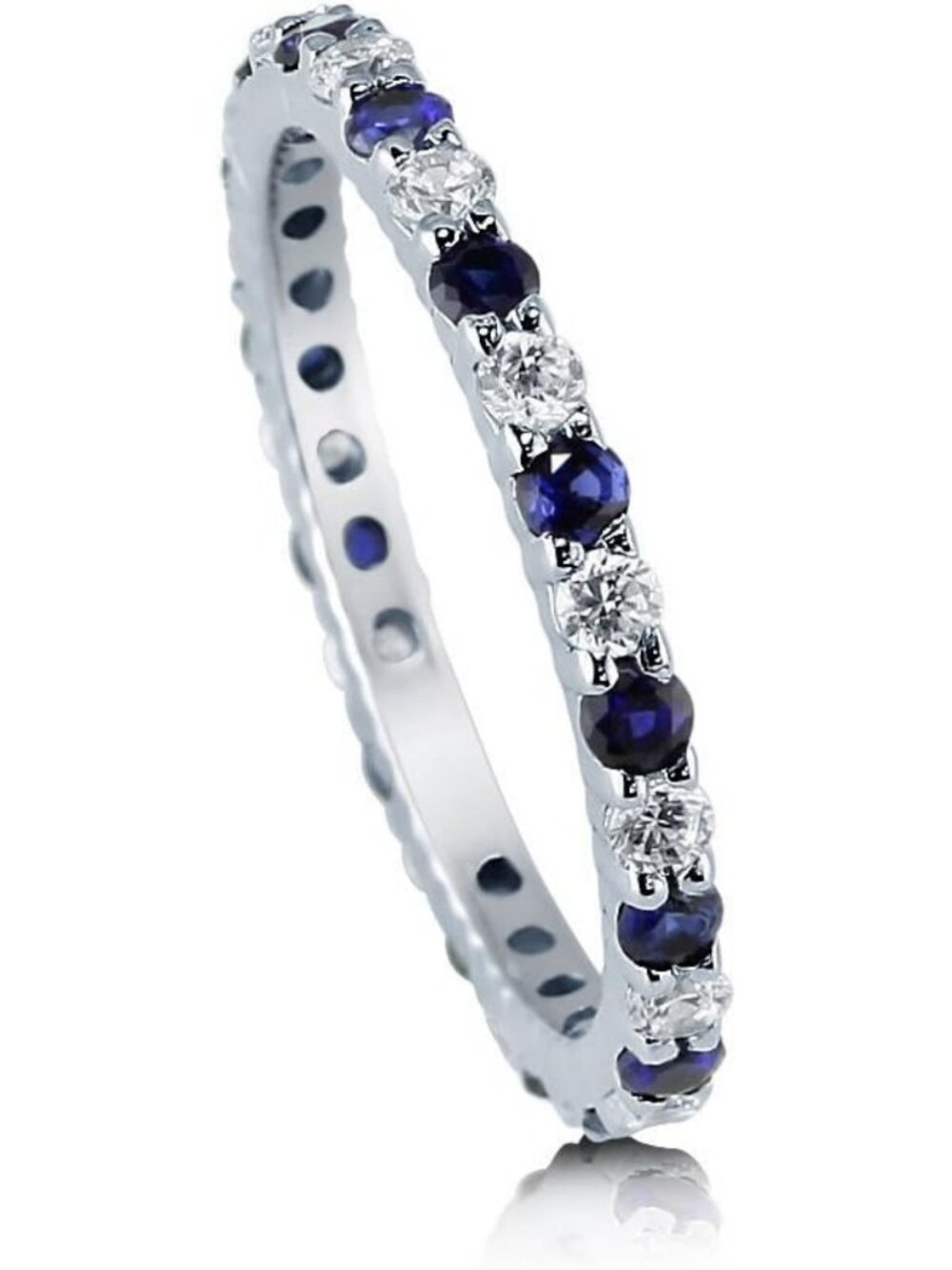 Stackable Eternity Band Ring for Women - Sterling Silver CZ, Multi-Color